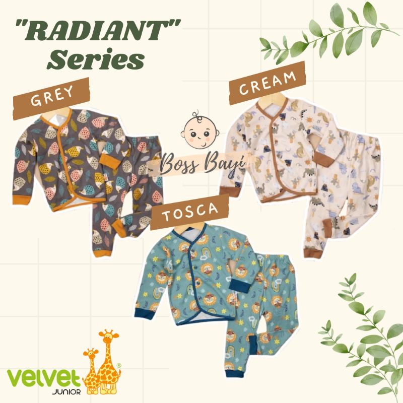 VELVET JUNIOR Setelan Panjang Kancing Depan Bayi Newborn 0-3bulan (3pcs)