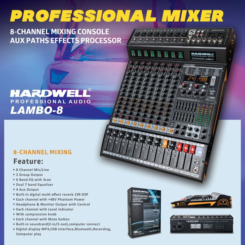 MIXER HARDWELL LAMBO 8 LAMBO-8 HARDWELL LAMBO 8 SOUNDCARD BLUETOOTH