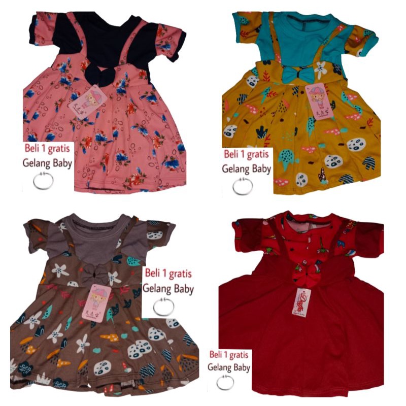 Overall Dress | Dress Anak Perempuan Free gelang Beby Dress Kodok Anak Perempuan umur Beby Bayi 3 Bulan Sampai 4 Tahun Murmer