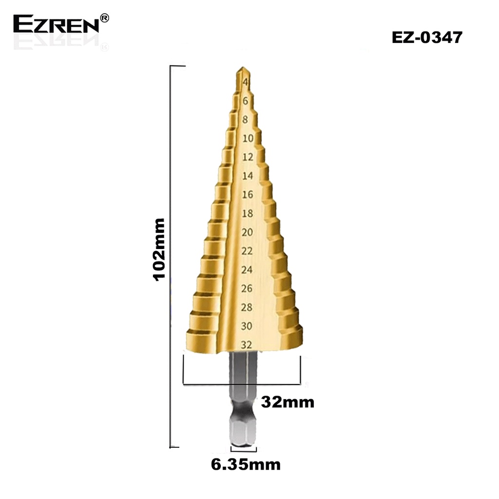 Ezren EZ-0347 4-32mm Mata Bor Multi Step Pagoda Besi Drill Bits