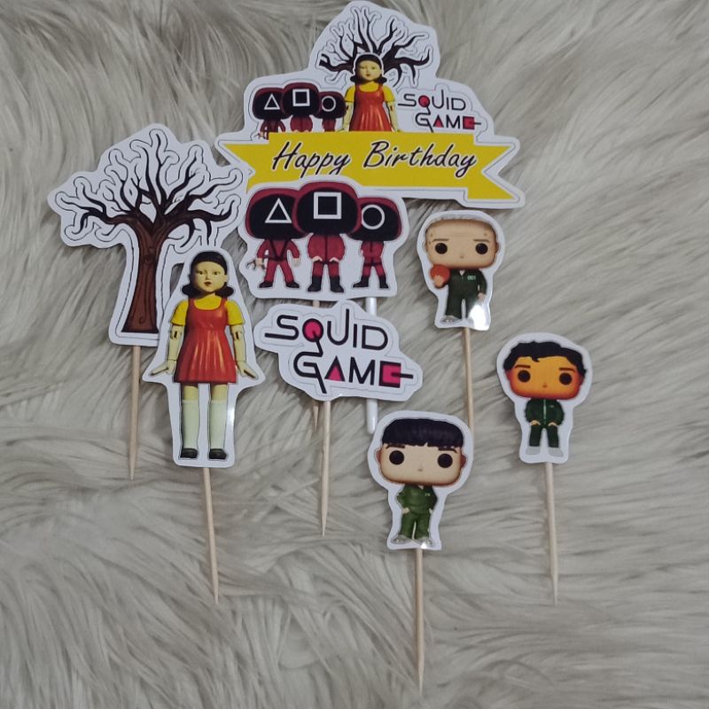 cake topper happy birthday karakter squid game