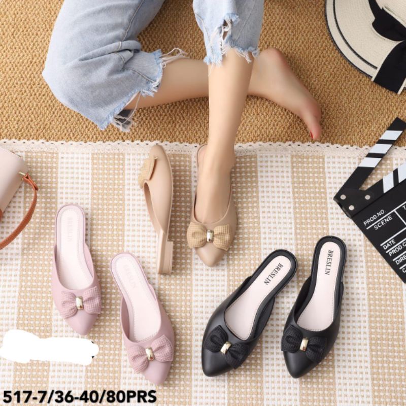 SandaL Karet SLip On Wanita Import BresLin 517-7 ModeL Pita Sandal Wedges Peremuan