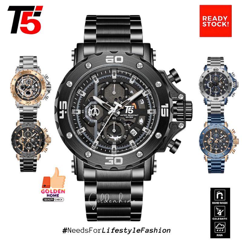 JAM PRIA T5 ORIGINAL 100% H3723 3723 H3723G CHRONOGRAPH FREE GIFT/HADIAH TAHAN AIR 3ATM BERGARANSI F
