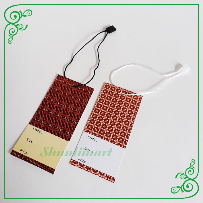 Paket Hang Tag Baju BATIK + Tali / Label Harga / Price Tag Pakaian