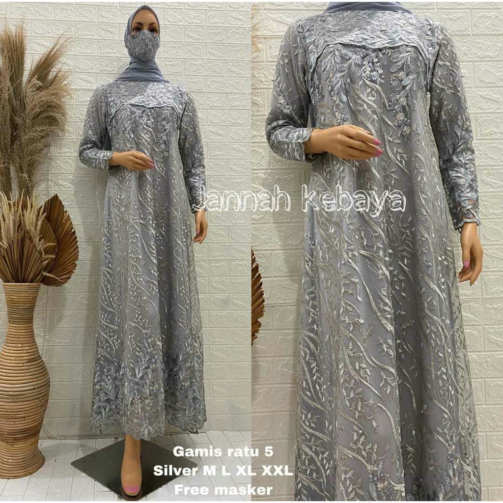 PROMO LONG DRESS RATU TULLE MUTIARA BORDIR / GAMIS RATU TULLE MUTIARA BORDIR