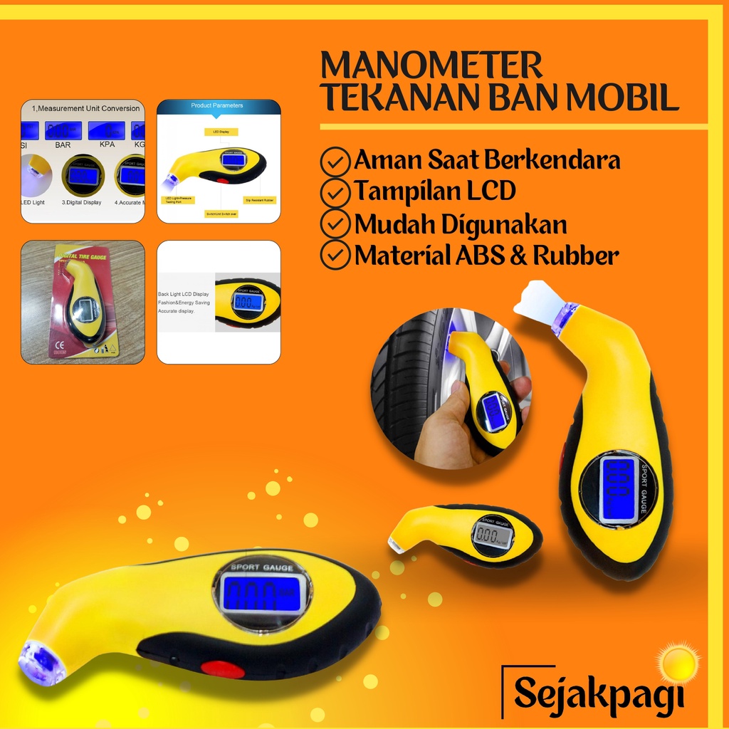 Manometer Tekanan Ban Mobil Digital Tire Gauge LCD Barometers