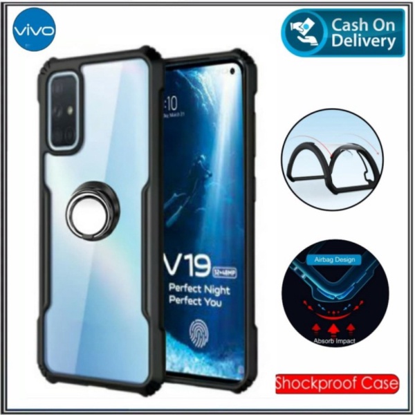 MURAH Case Vivo V19 Soft Hard Fusion Tpu HD Transparan Ring Zona Case shopee