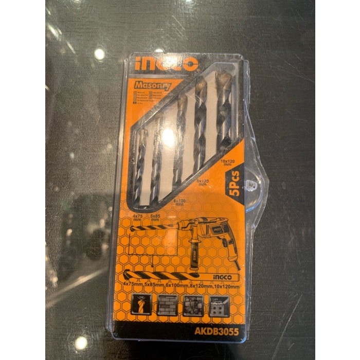 Mata Bor Tembok 5Pcs (4-5-6-8-10 mm) Masonry Drill Bits INGCO AKDB3055
