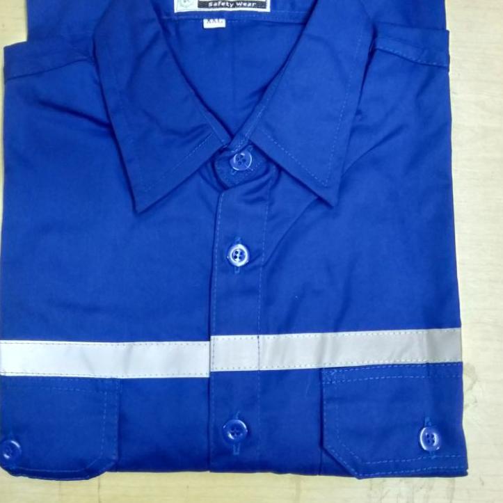 Jual Baju Safety Proyek Biru Bca Seragam Kerja Pria Lengan Panjang