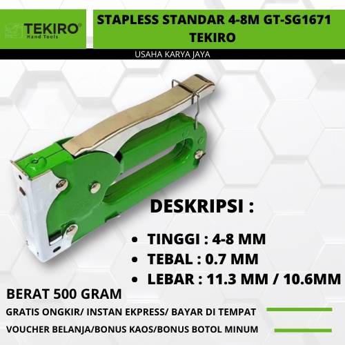 

Staples Tembak Standar 4-8M GT-SG 1671 TEKIRO Original Terbaru / Stapler Tembak / Cekrekan Pengokot Staples Untuk Jok Motor Produk Terlaris Usahakarya