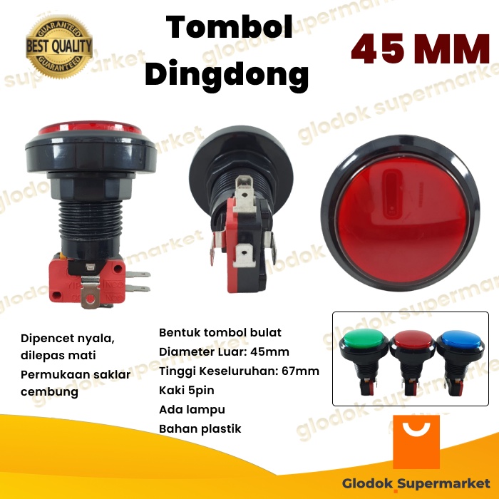 Tombol Dingdong Switch Push On Dindong 45mm Saklar Mesin Ding Dong