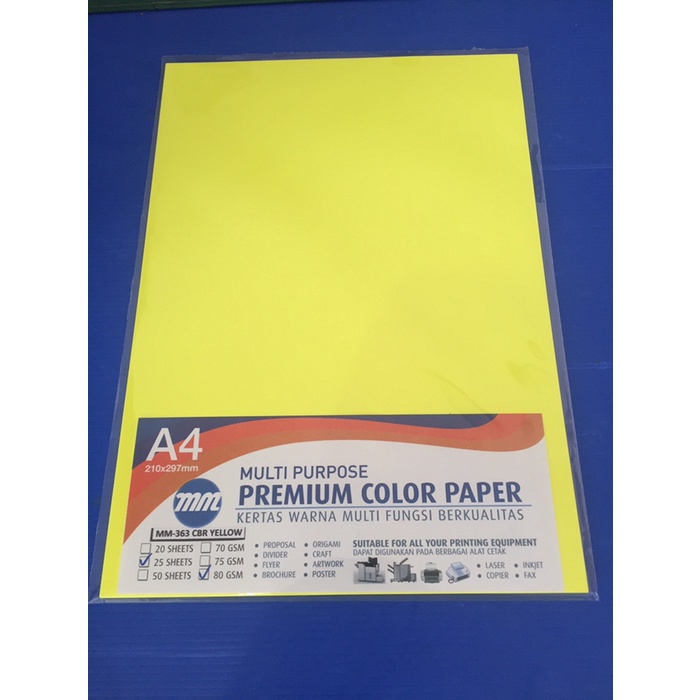 

HVS Warna A4 80gr MM-363 Cyber Yellow (1 rim)