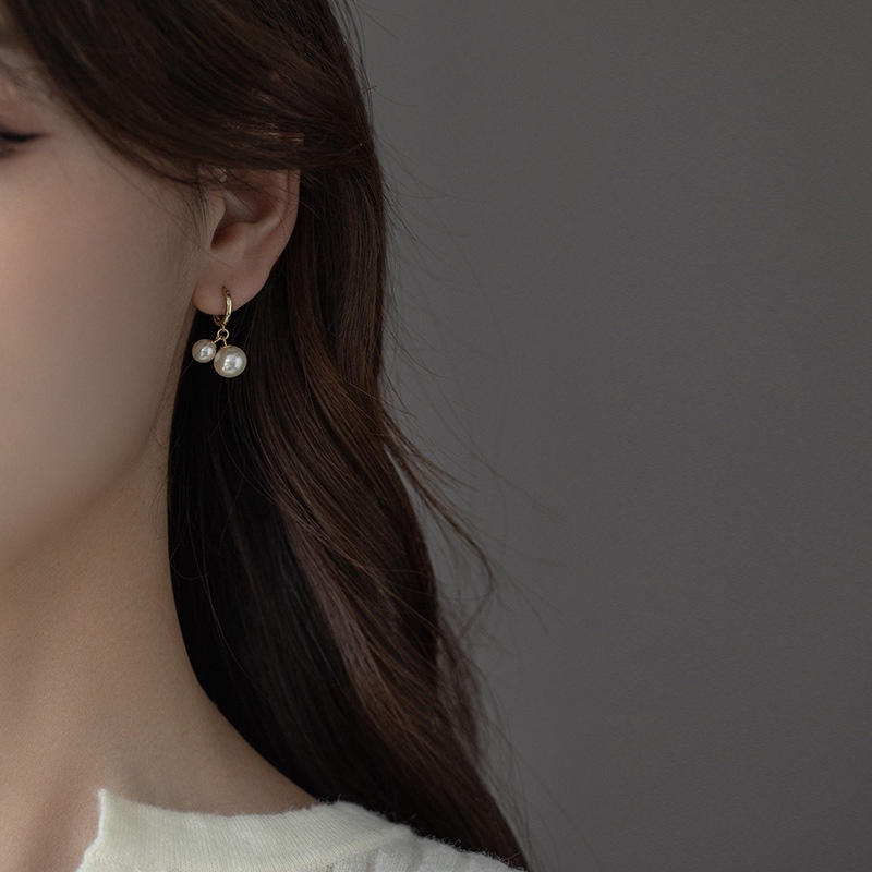 Anting Stud Hias Mutiara Warna Emas Gaya Korea Untuk Wanita