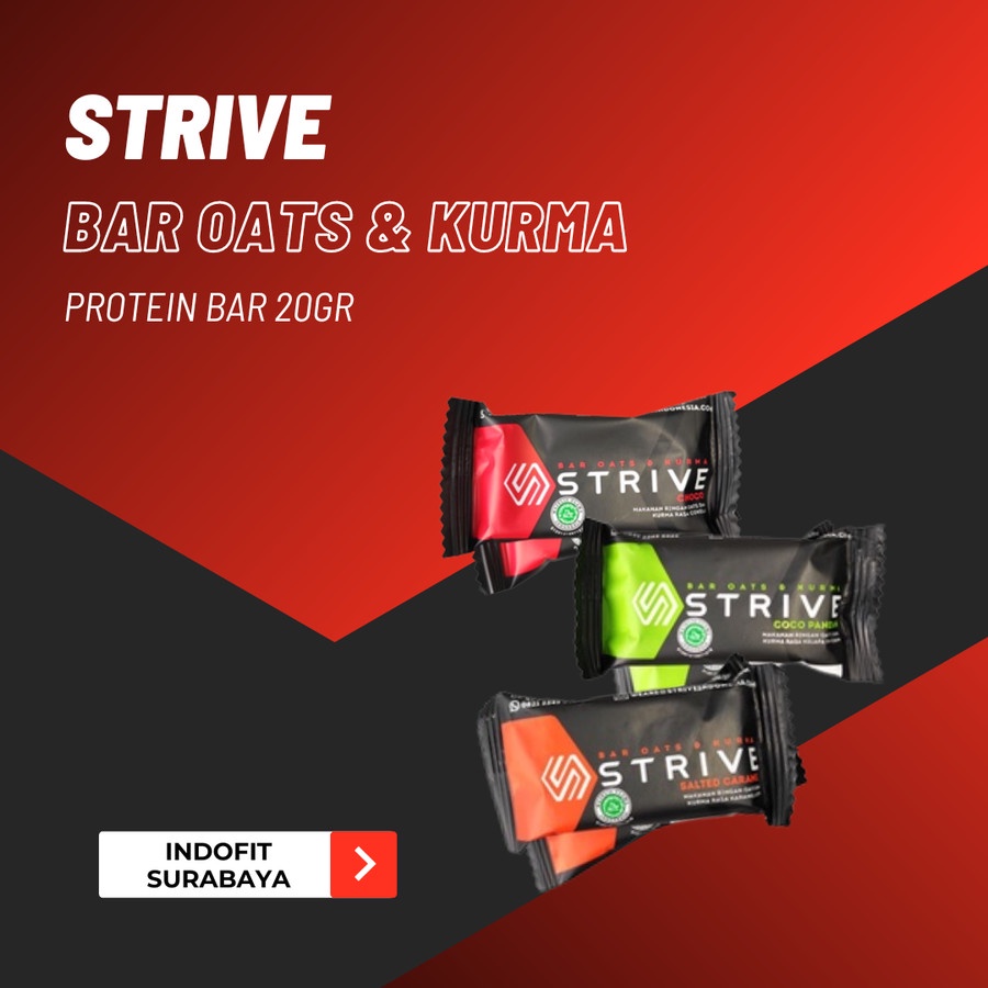 

Strive Energy Bar 20 gram per 1pcs protein bar per 1biji Camilan Sehat