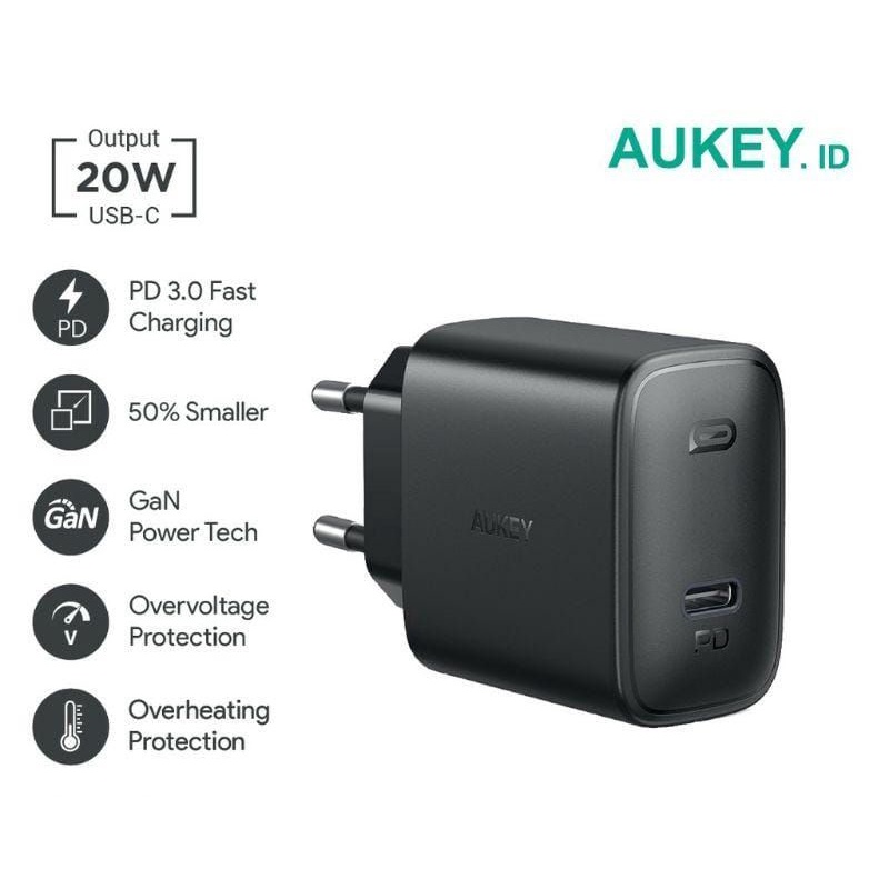 AUKEY Adaptor Charger PA-F1S 20W PD Wall Charger.