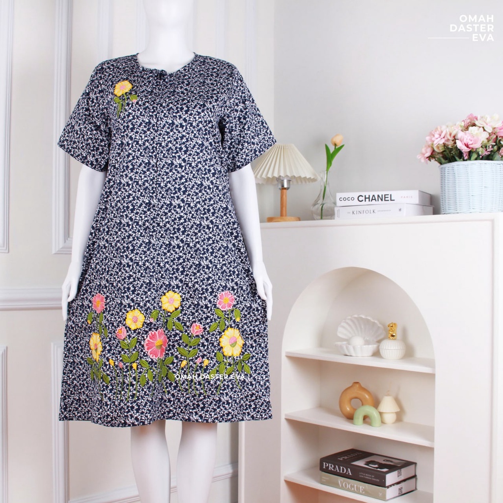 Daster Pendek Navy Bordir Original Omah Daster Eva Busui Friendly