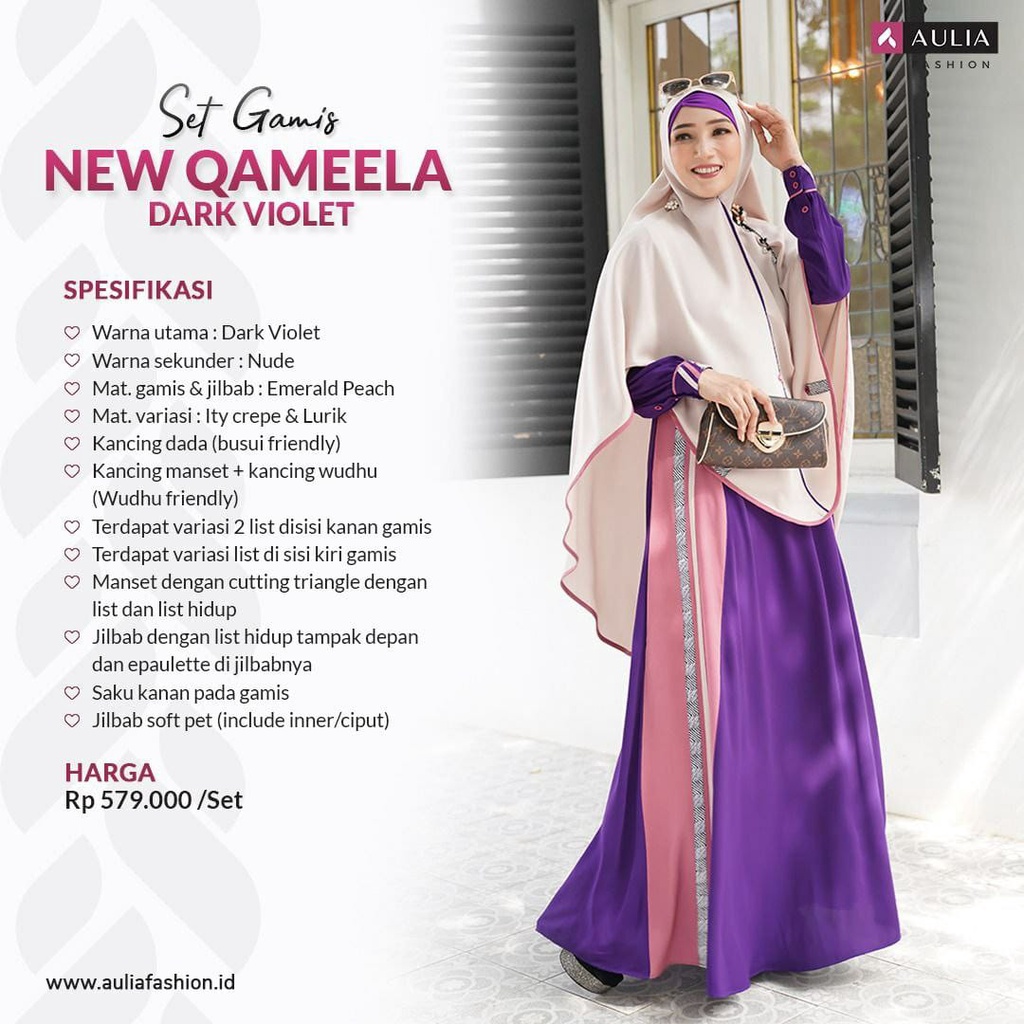 GAMIS SET AULIA FASHION TERBARU QAMEELA DARK VIOLET TERBARU [BISA COD]