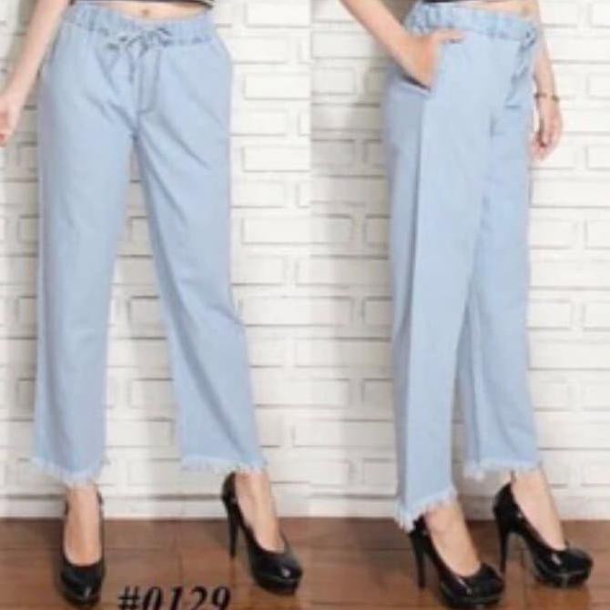 Pengiriman Cepat grosir solo CELANA RIHANA JEANS RAWIS murah hijab wanita fashion DISKON