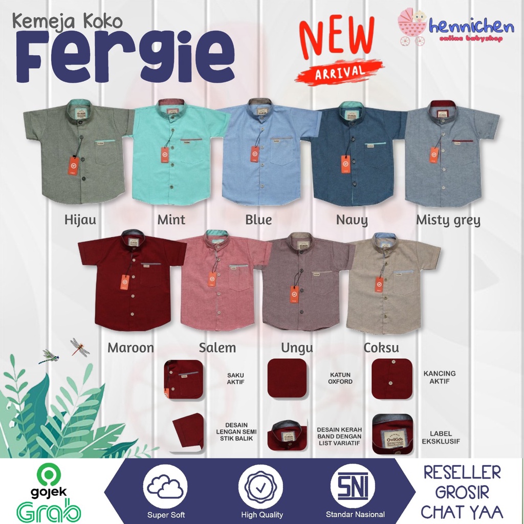 KEMEJA ANAK LAKI-LAKI FERGIE KEMEJA BAJU ANAK LAKI LAKI 1-9 TAHUN OVIKIDS