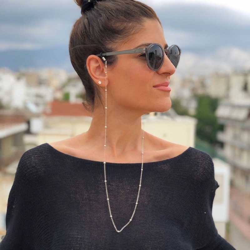 Roselife Tali Lanyard Holder Kacamata Bahan Metal Hias Manikmanik Untuk Priawanita