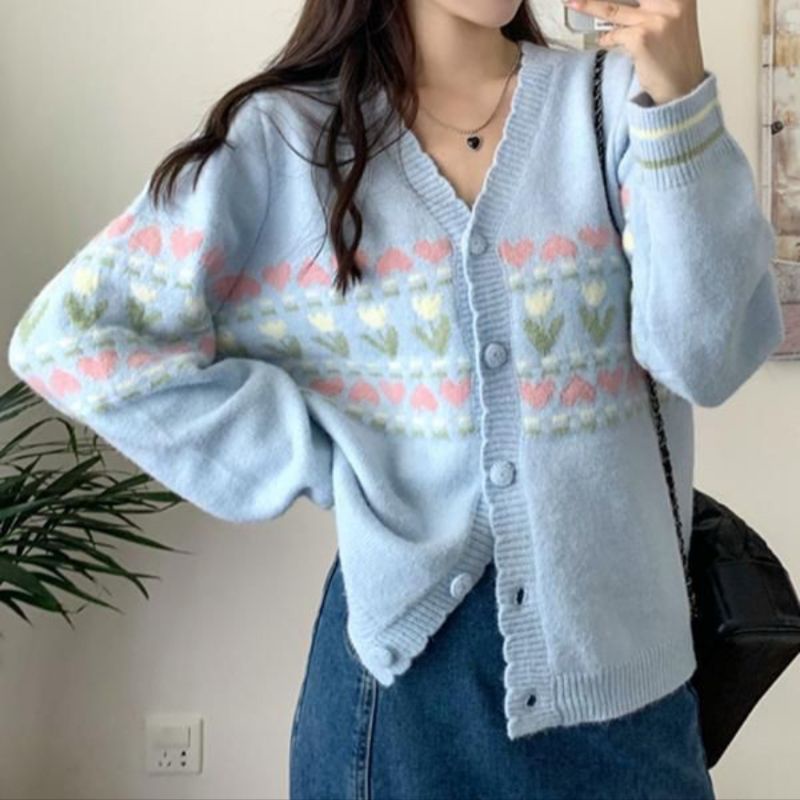 M FESYEN | LUYI KOREAN CARDIGAN | CARDIGAN RAJUT OVERSIZE WANITA | CARDIGAN KOREAN STYLE | CARDIGAN 