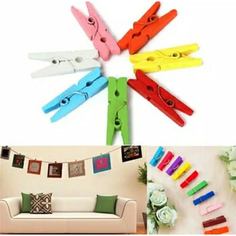 PENJEPIT FOTO 3 PCS Jepitan / Penjepit Foto Kayu - Wooden Clip Photo Warna Warni