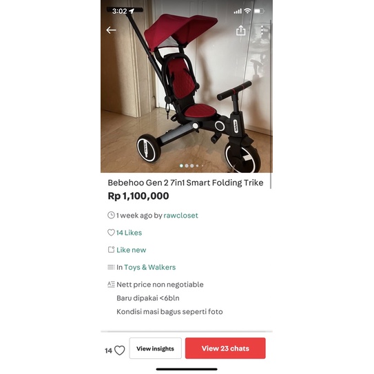 Bebehoo trike preloved