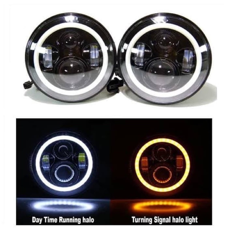 TERMURAH Lampu LED DOT SAE Daymaker 7 inch inci BULAT Halo Ring Batok Lampu Utama Motor Mobil Harley Jeep 7inc DAYMAKER BULAT