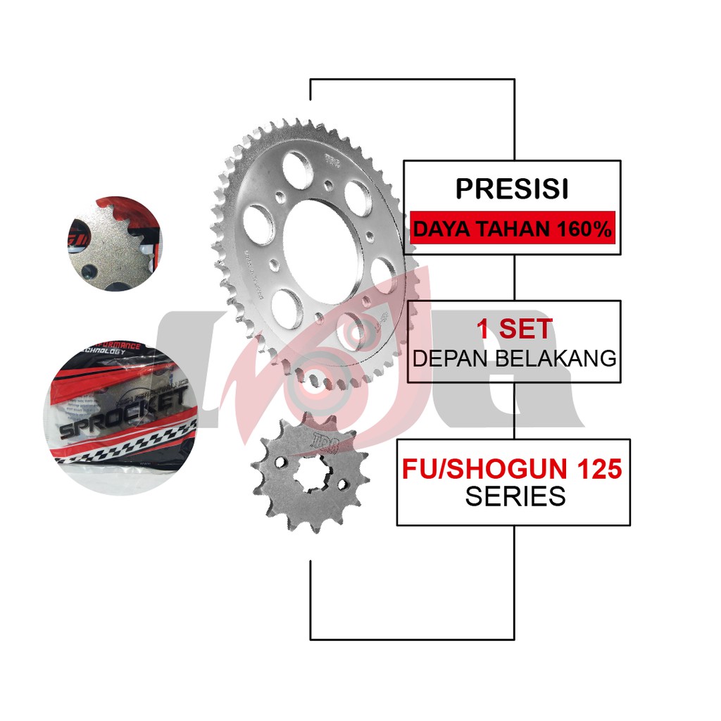 Paket Gear TDR Satria FU Shogun125 GirSet Depan Belakang Silver Racing