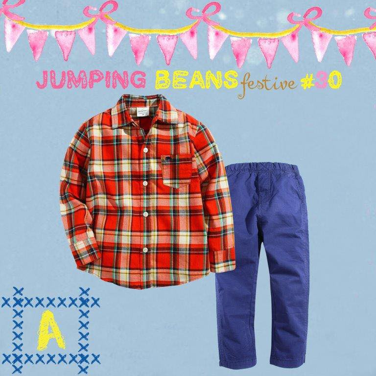 SETELAN ANAK COWOK JB 30 A - JUMPING BEANS PLAID RED SHIRT BLUE PANTS