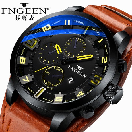 JAM TANGAN PRIA JAM007B7 KULIT COKLAT IMPORT MURAH FNGEEN ORIGINAL MOINES COWOK PARIS BRANDED KOREA