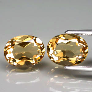 VVS Pair Oval 3.60ct tcw. 9x7mm Natural Unheated Golden Yellow Beryl, Brazil BL130