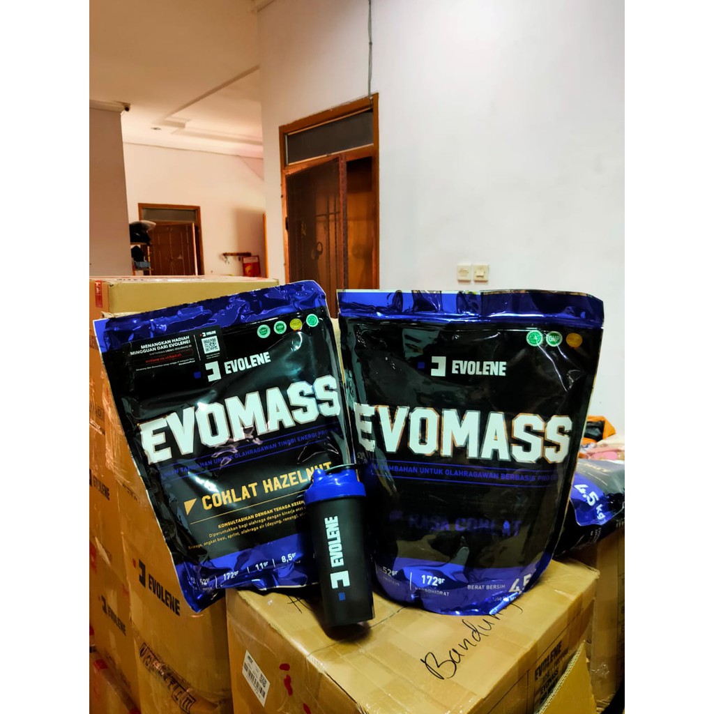 Evolene EvoMass EVO MASS 10 lbs (4.5 KG) Evomass 10lbs 10lb BPOM HALAL MUI Gainer Susu Penggemuk Coklat Hazelnut