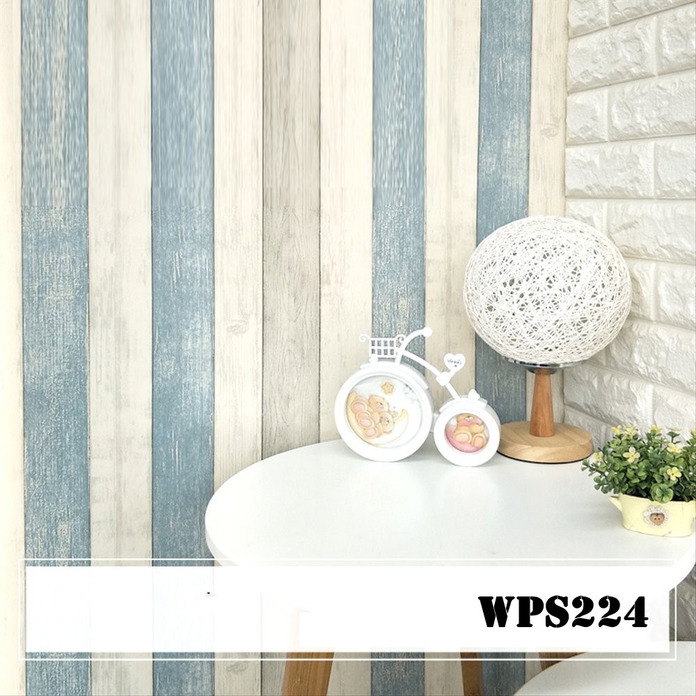 Wallpaper Sticker WPS224 Motif Kayu Biru Elegant Minimalist Walpaper Stiker Dinding Murah Grosir