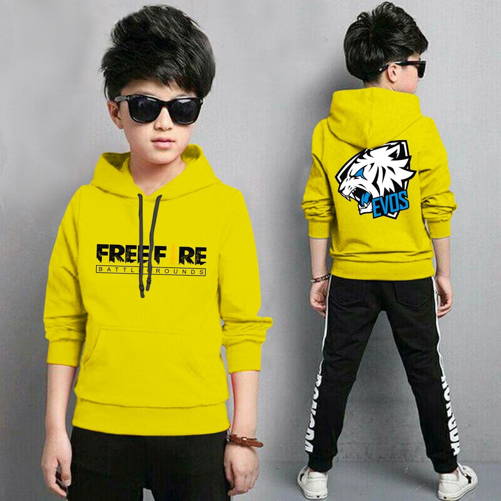 Hoodie Anak Ff Evos Anak Gaming Bahan Fleece Tebal /Jaket Anak Laki Laki/Jaket Anak Terbaru/4-11 TAHUN(FLAVA_STORE)