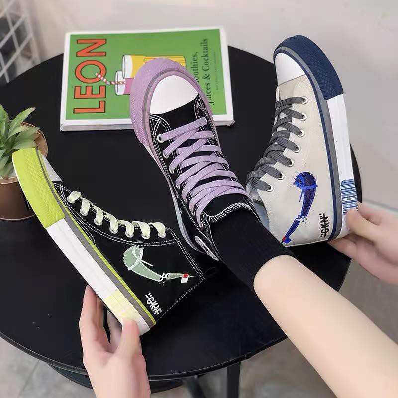 Free Box Sepatu NS609 sepatu sneakers wanita import  sneakers kanvas sneakers high knee