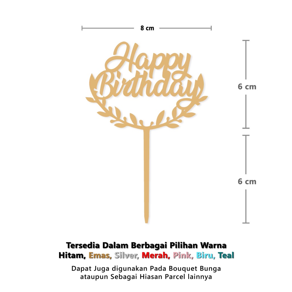 Cup Cake Topper AKRILIK - HBD MINI - Topper Kue Happy Birthday Mini