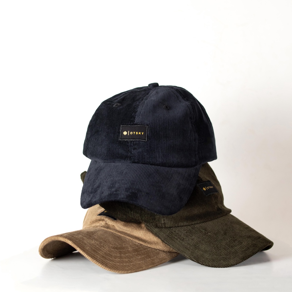 Otsky Topi Pria Baseball Corduroy Font Logo Gold