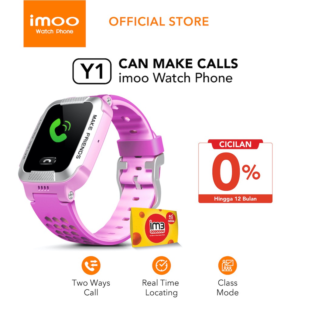 imoo Watch Phone Y1 Purple - Jam Anak Pintar / Waterproof
