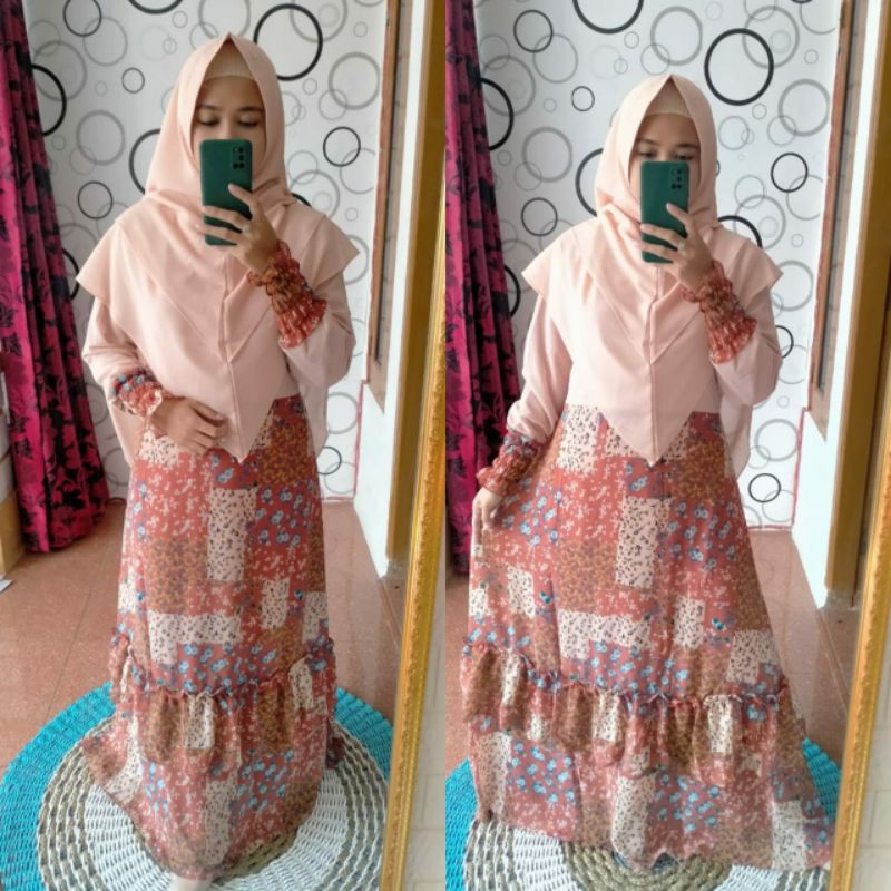 GAMIS CERUTY BUNGA KECIL GAMIS CERUTY AKSEN SWAROKSI MEWAH MURAH MERIAH