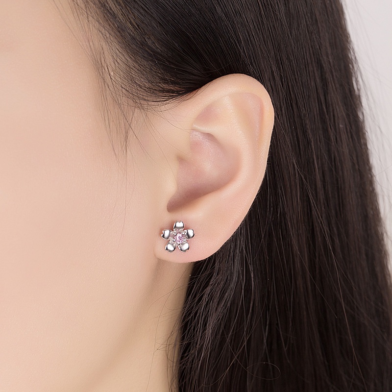 Anting Perak 925 Wanita Shili Peach Blossom Fashion Perhiasan/Subang Telinga anting perempuan