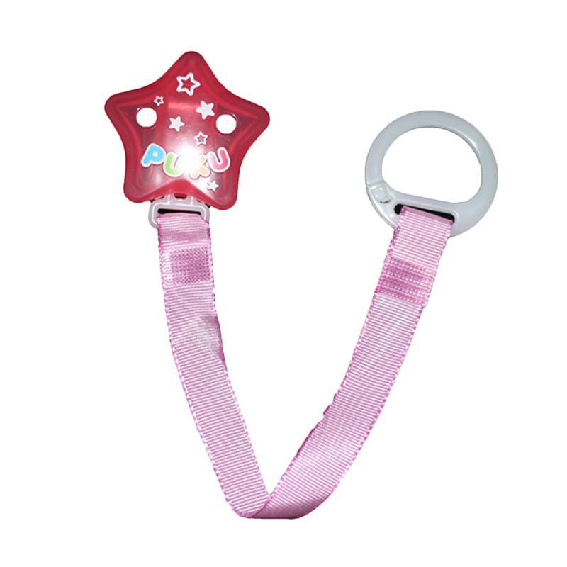 Puku Pacifier / Soother Clipper - Pink Star