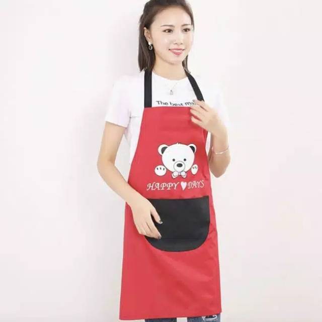 Celemek dapur waterproof happy bear