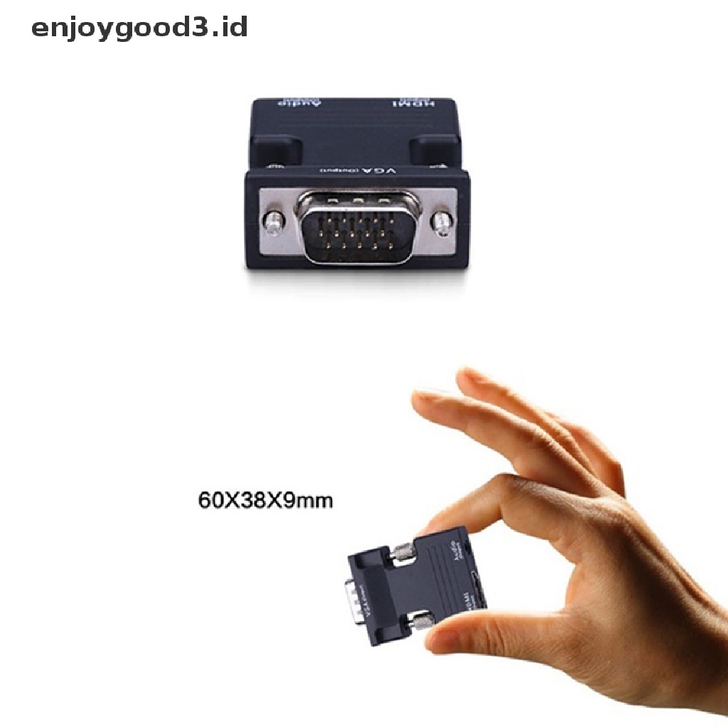 Konverter Hdmi Female Ke Vga Male Dengan Adapter Audio Support Sinyal 1080p