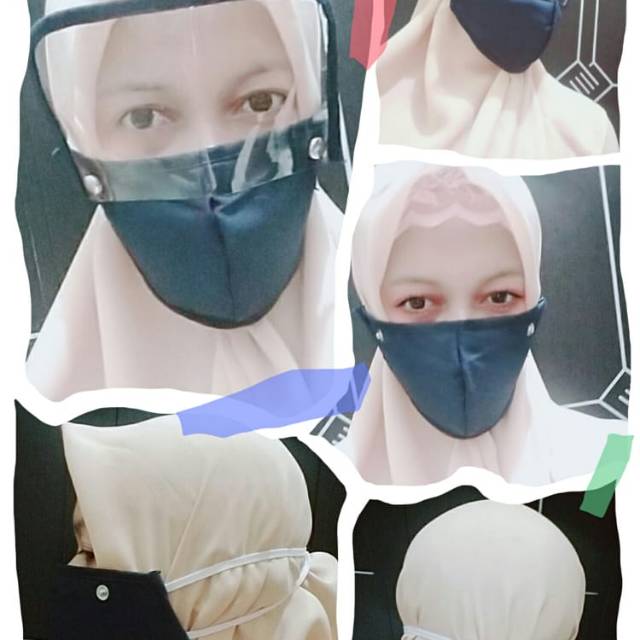 Masker 2 in 1 + Face shield Fashionable Hijab (Headloop)