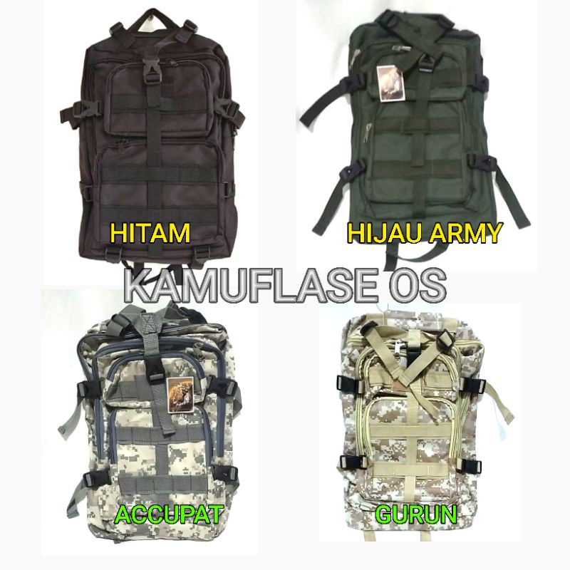 TAS RANSEL ARMY TACTICAL 3P LEBANON GENDONG BACKPACK HITAM ACCUPAT CAMO GURUN DLL~ LEBANON SEDANG