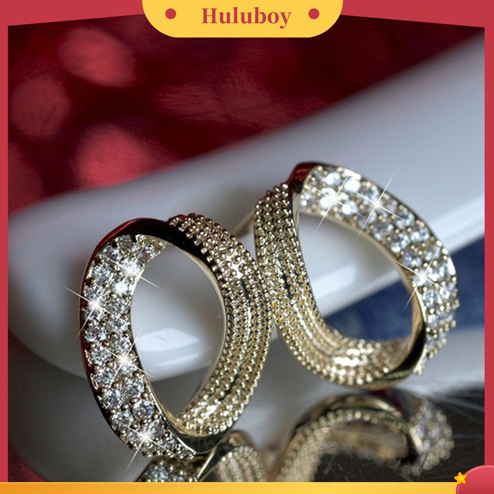 Hu Hu Hu Hu Hu Alat Bantu Pasang Kacamata♡ Anting Tusuk Wanita Desain Geometri Hias Cubic Zirconia Gaya Elegan Untuk Pestahadiah