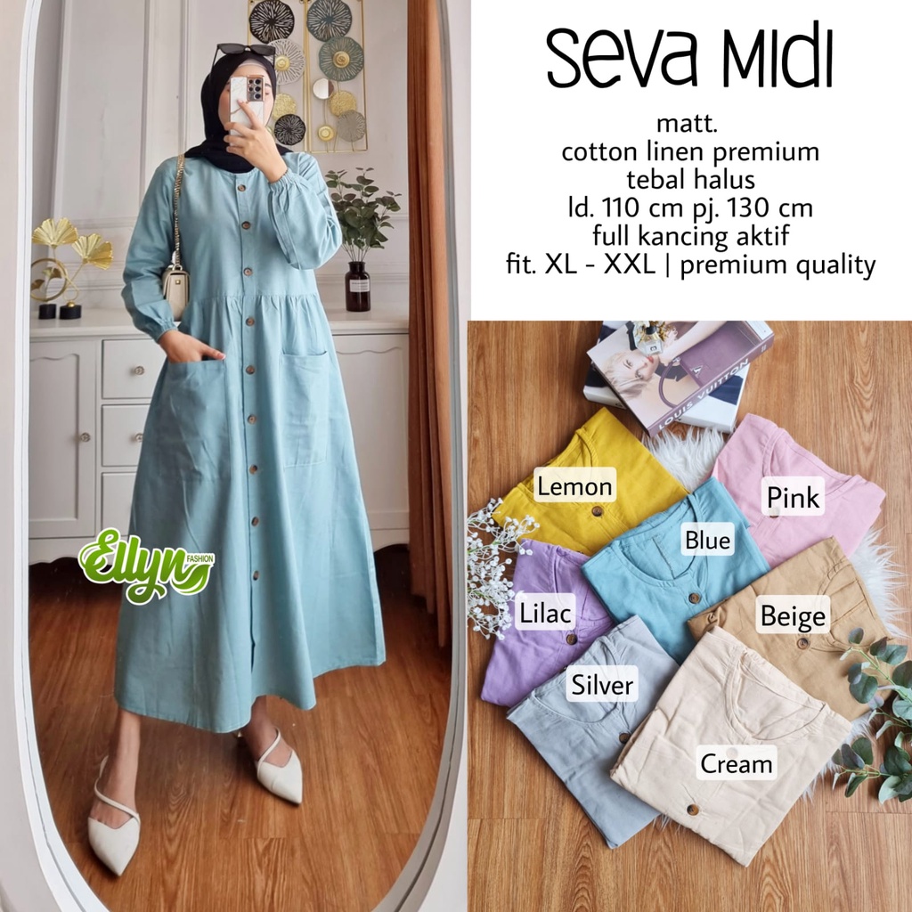 Seva midi by Ellyn | 280120 | Midi dress cotton linen Premium