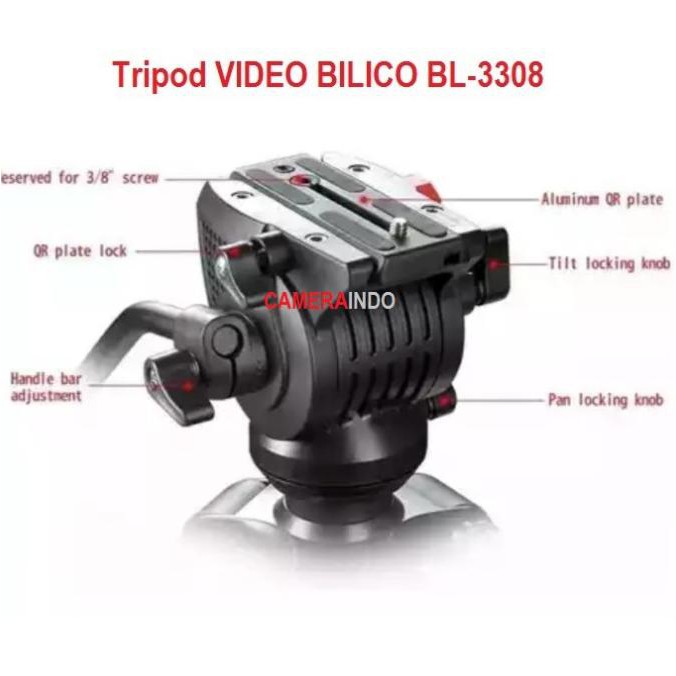 Produk Unggulan Tripod Video Kamera Profesional Shooting Fluid Head Tripod Ae Bl-3308 Bagus