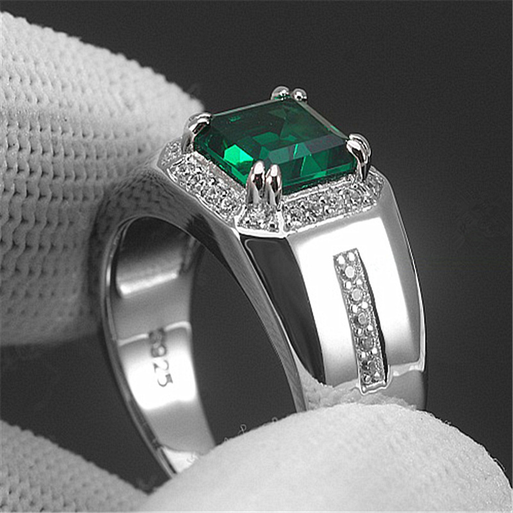Cincin Berlian Zamrud Platinum Safir Perak Fashion Pria Wanita Kristal Rings